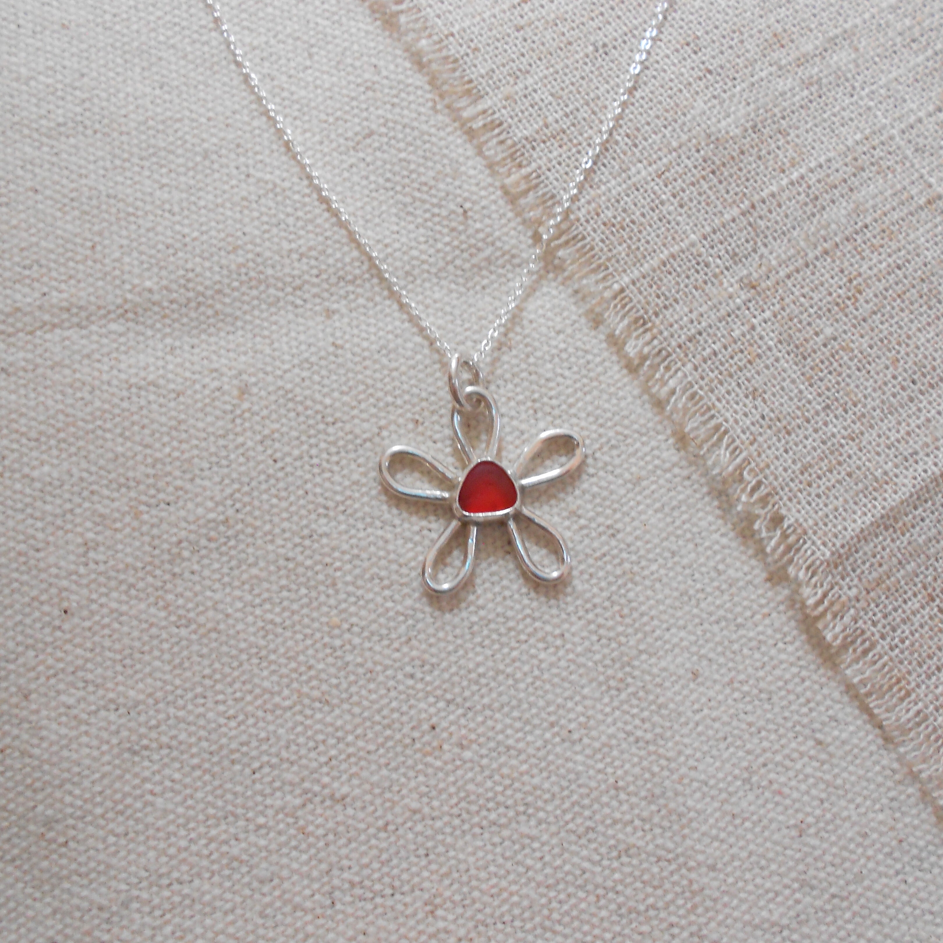 sea glass flower necklace