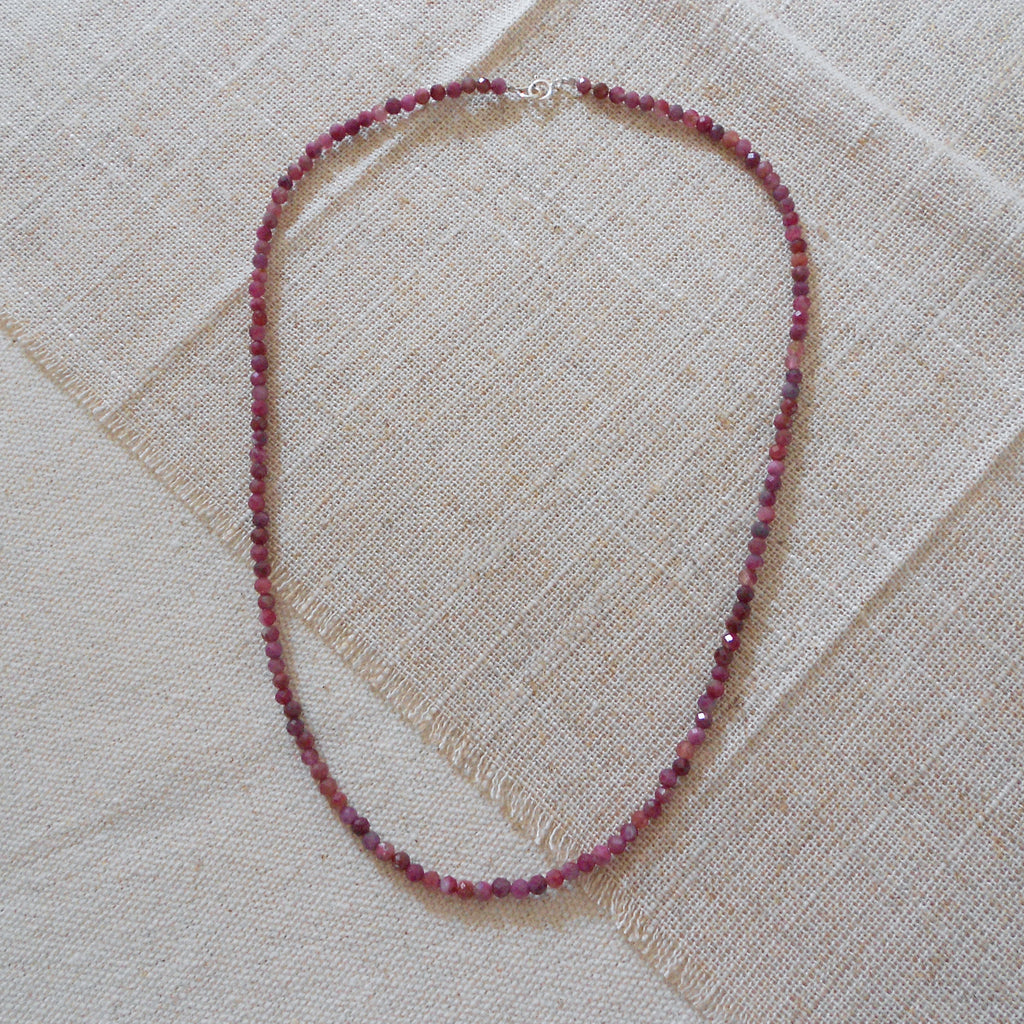 red tourmaline beaded necklace