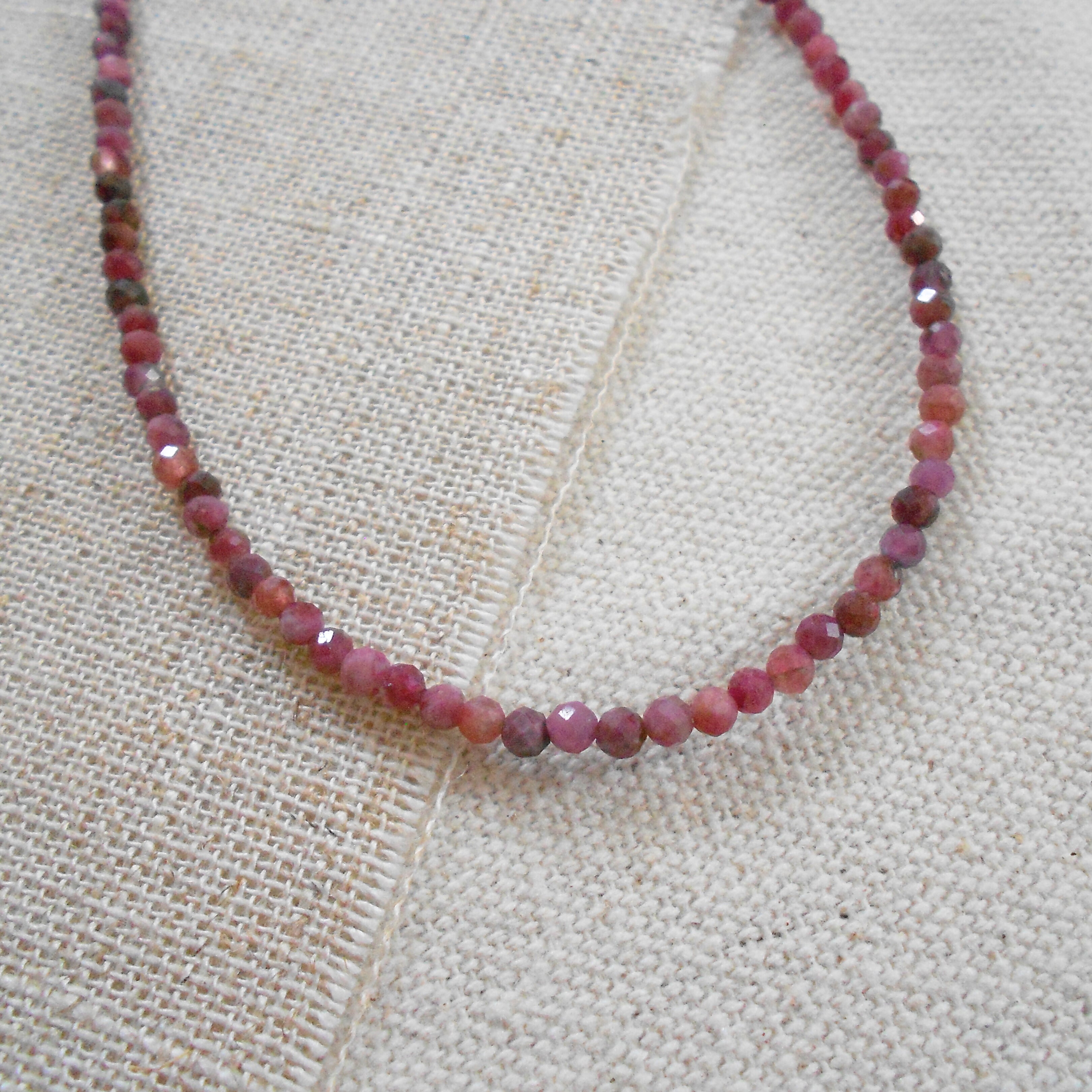 red tourmaline beaded necklace